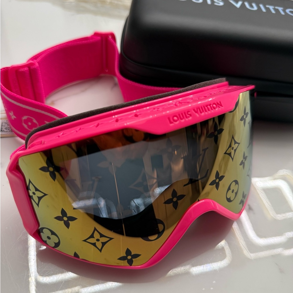 Louis Vuitton Pink and Gold Monogram Ski Goggles
